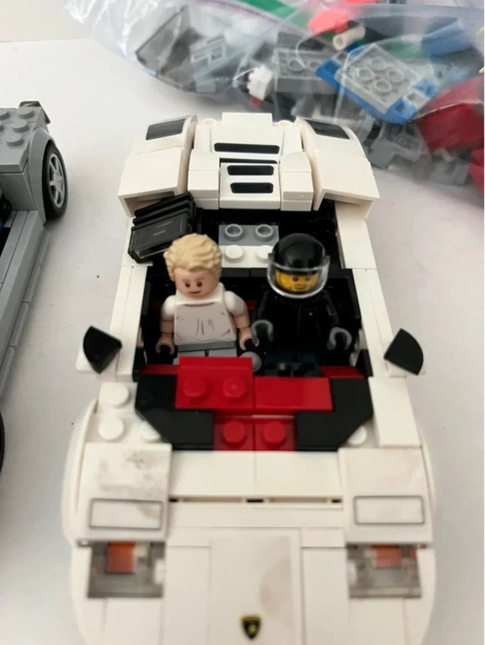 LEGO 2 Cars Built Speed Champions Lamborghini Grey White Building Kit Extra